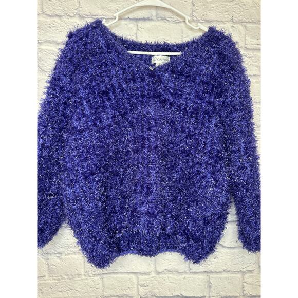 Gantos Vintage Iconic Purple Shaggy Furry Sweater Sz Large Friends Clueless - Picture 1 of 6